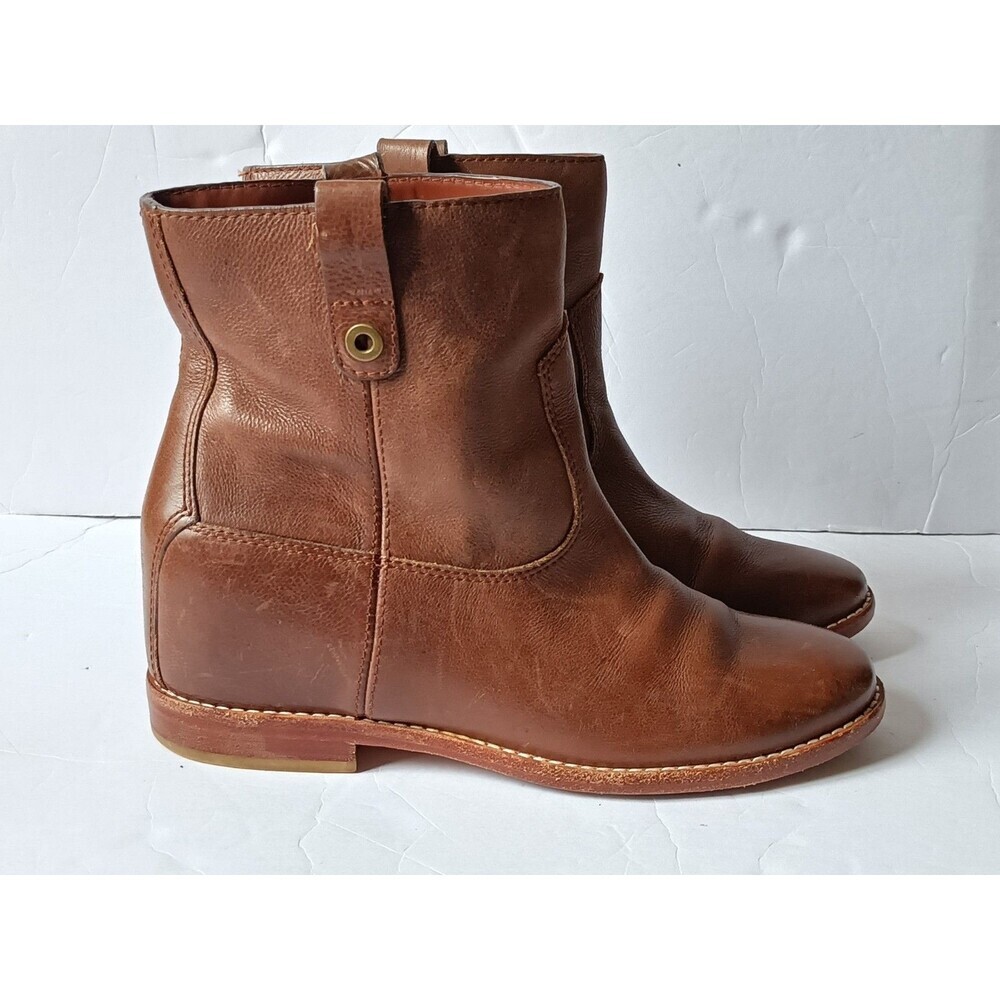 Cole Haan Grand OS ZILLIE Brown  Leather Hidden Wedge Ankle Boots Booties 8B